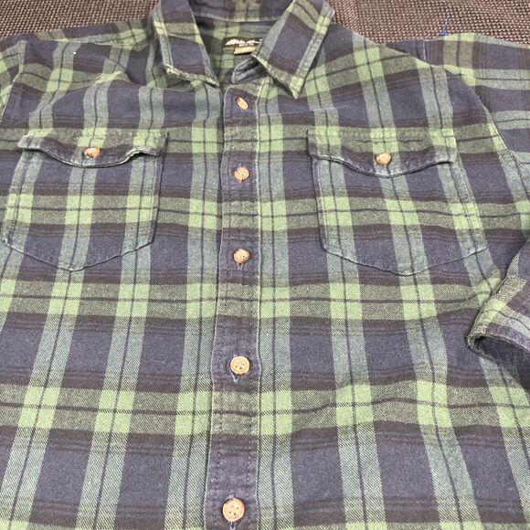Eddie Bauer Men's Flannel Button Up Shirt Long Sleeve Green Blue Plaid Size XXL - Picture 2 of 6
